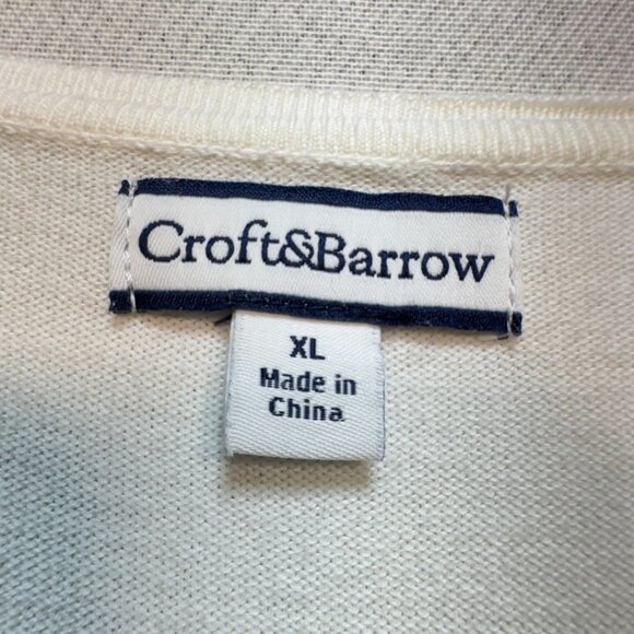 Croft & Barrow Womens Cardigan Sweater Size XL Cream Embellished Button-Front - Picture 2 of 9